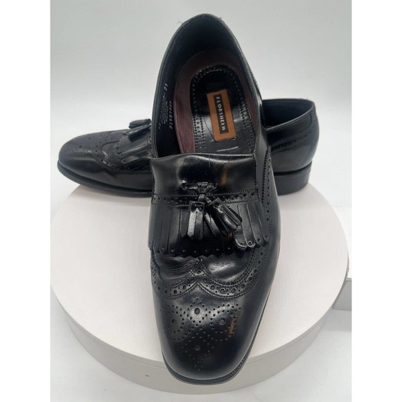 Vintage Florsheim‎ Black Leather Kiltie Tassel Loafers 10 D Dress Shoes 80s 90s s-l400.jpg main image 4